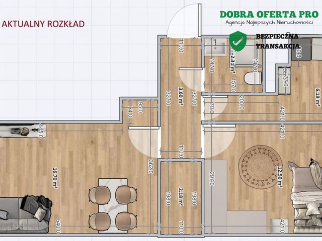 2pokojowe mieszkanie z możliwością adaptacji na 3